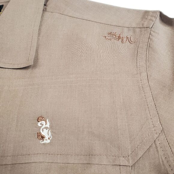L QUIKSILVER DARK BROWN EMBROIDERED SHORT SLEEVE MEN'S DRESS SHIRT Large - Picture 8 of 16